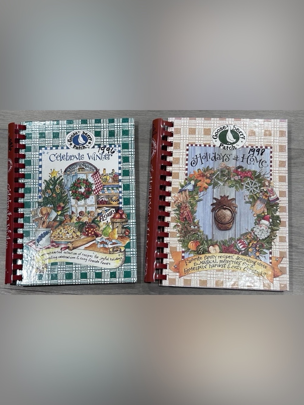 Lot of 2 Gooseberry Patch Cookbooks Celebrate Winter 1996 Holidays at Home 1998